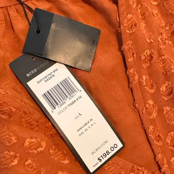 NWT BCBGMaxAzria Terracotta Textured Wrap Blouse - Picture 7 of 10